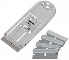 445042111155 Metal Retractable Safety Scraper With 5 Single Edge 1.5 Inch Razor Blades Set