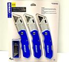 1139150 820909583592 Kobalt Folding Lockback Knife Pack With Blades Blue