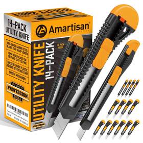 Amartisan 738596446291 14-piece Retractable Box Cutter Utility Knifes For Boxes Cartons Ca