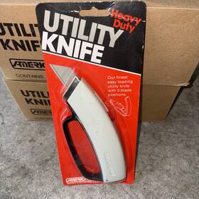 66-0069 American Line Vintage Heavy Duty Utility Knife E-z Open New Old Stock 3 Blades