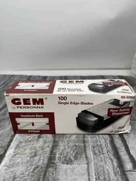 62-0330 American Safety Razor Bx/100 Personna Gem Stainless Steel Single Edge Blades .009 Degreasednew 62-0330 American Safety Razor Bx/100 Personna Gem Stainless Steel Single Edge Blades .009 Degreasednew