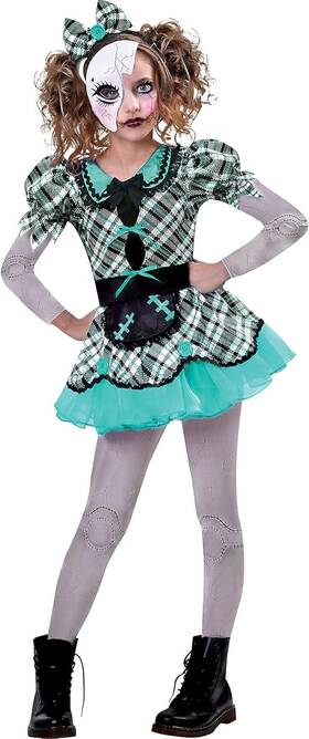 Amscan 8402224 Dark Doll Costume Set For Girls - Multicolor Spooky Medium 8-10