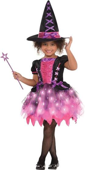 844308 Amscan Girls Light-up Sparkle Witch Costume Includes Dress Hat And Wand 844308 Amscan Girls Light-up Sparkle Witch Costume Includes Dress Hat And Wand