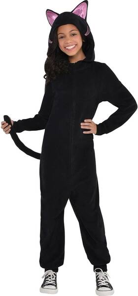 848742 Amscan Stunning Black Cat Zipster Costume For Girls Medium 8-10 - 1 848742 Amscan Stunning Black Cat Zipster Costume For Girls Medium 8-10 - 1