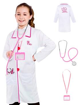 Anphile Syf02 Vet Costume For Kids Veterinarian 6-8 Years Old Pink