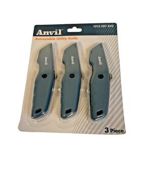 Anvil 820909916055 Set Of 3-anvil -6 Inch Retractable Utility Knife With Blades Inside. Free Shipping