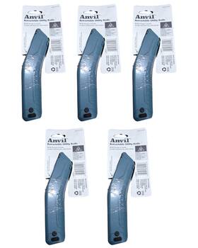 Anvil 82142 5 Pack Heavy Duty Durable Sharp Razor Blade Retractable Utility Knife Cutter