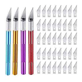 Azefun 742712897942 4 Pieces Carving Craft Knife Stainless Steel Hobby With 40 Sta Inch