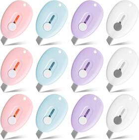Bates Choice 810108761174 Bates- Mini Retractable Box Cutter 12 Pcs Pastel Colors Small Smal