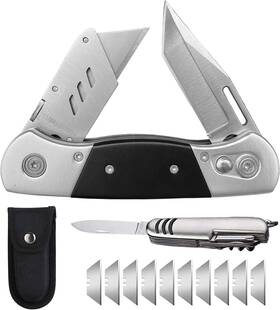 Bayrau 726084198388 Folding Utility Knife With Sheath And 10 Razor Blades Heavy Duty Box Cutter Bayrau 726084198388 Folding Utility Knife With Sheath And 10 Razor Blades Heavy Duty Box Cutter