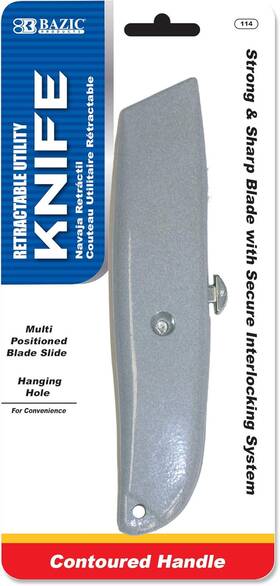 Bazic Products 313026060072 Utility Knife Box Cutter Multipurpose Heavy Duty Retractable Bla