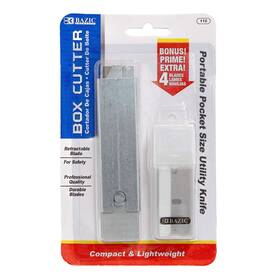 Bazic Products 764608001127 Carton Cutters With 4 Replacement Blades In Tube Utility Knife Set For B
