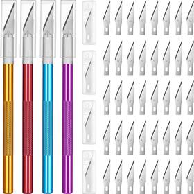Bbto 765951820236 4 Pieces Craft Knife Hobby With 40 Stainless Steel Blades Kit Fo