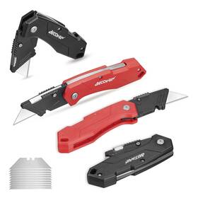 Becowin 699838024892 4-pack Folding Utility Knife Light Weight Plastic Box Cutters With 10