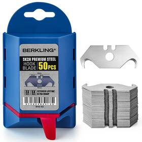 Sk2h Berkling 670924924128 Utility Hook Razor Blades 50 Pcs With Dispenser Laser Sharpened