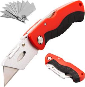Besosay 313043762706 Box Cutter With 10 Extra Blades Heavy Duty Folding Utility Knife For Cardboard