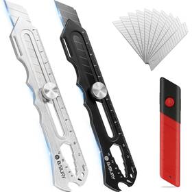 S-fk025 Bibury 2 Pack Mutipurpose Utility Knife 8-in-1 Stainless Steel Retractable B