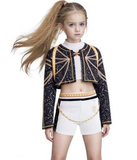 Binbo Bjj2025-1-a120 Rumi Golden Costume Kids Kpop Girls Halloween Cosplay 5-6 Years Black