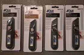 0023116 Blue Hawk Lot Of 4 Gray Steel Utility Knife 5 Inch Slip Resistant Grip Brand New