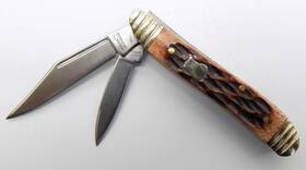Boker 01b0201 Plus Folding 2 Blade Pocket Knife 3 Inch Faux Stag Handle Nos F/s