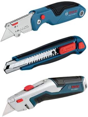 Bosch H11-14200-1 3-piece Utility Knife Set Folding Snap-off And Retractable