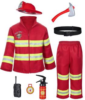 Xfy-rd-100 Bosvin Kids Fireman Firefighter Costume Toys With Complete 2-3 Years Red
