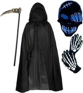 L-62.9in Bouquw 82633 Grim Reaper Costume Halloween Scary For Kids With Led L-62.9in Bouquw 82633 Grim Reaper Costume Halloween Scary For Kids With Led