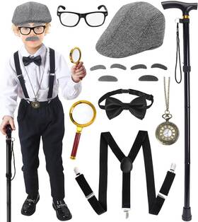 Bou001 Boutrele 100 Days Of School Costume For Boys Kids Old One Size Fit All Grey Bou001 Boutrele 100 Days Of School Costume For Boys Kids Old One Size Fit All Grey