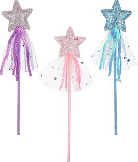 Aster-519714 Brand Aster Glitter Star Wands 3pcs 11 Inches Princess Angel Fairy Magic