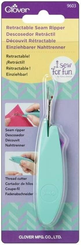 Brand Clover 82483 I Sew For Fun Retractable Seam Ripper Multi-color Model 9603cv