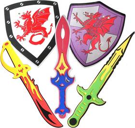 Jc8054 Brand Digabi 5 Pack Words Foam Sword And Shield Playset - Unique Design