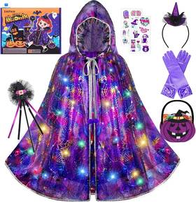 06202504 Brand Easface Halloween Costumes For Girls Light Up Spider Witch Cape With Gloves
