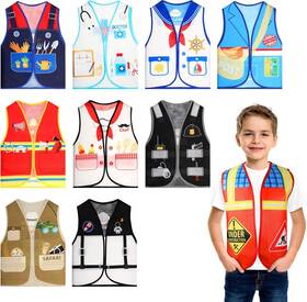 Costume-01 Brand Geyoga 10 Pcs Kids Community Helper Dress Up Vest Career Cosplay 6-10 Years