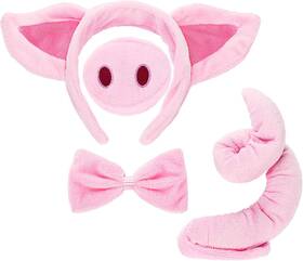 Pt-45543 Brand Norme Pig Costume Set Ears Nose Tail And Bow Tie Pink Fancy Dress Pt-45543 Brand Norme Pig Costume Set Ears Nose Tail And Bow Tie Pink Fancy Dress
