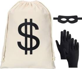 Costume-02 Brand Syhood Robber Costume Set Include 11.8x15.7inch Dollar Sign Money Bag Black