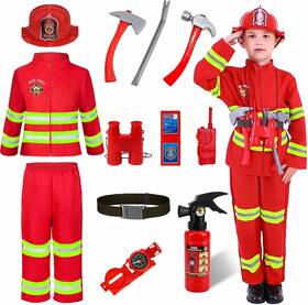 8-10yr Brand Watlie W006a Kids Fireman Costume Toys With Complete Accessories For