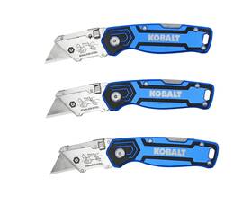 58979 Branded Kobalt 3 Pack Lockback Folding Utility Knife 3/4 In Blade Pocket Cutter Set