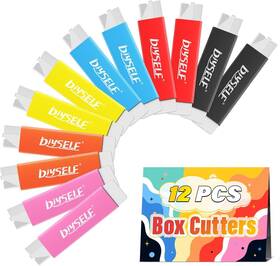 Branded 726084780439 Box Cutters 12 Pack Utility Knife Cutter Retractable With Razor Blade