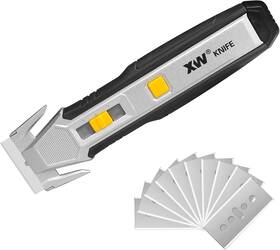Sx2006 Branded Heavy Duty Scraper Utility Knife Box Cutter 2-in-1 Tool With 10 Spare Blades