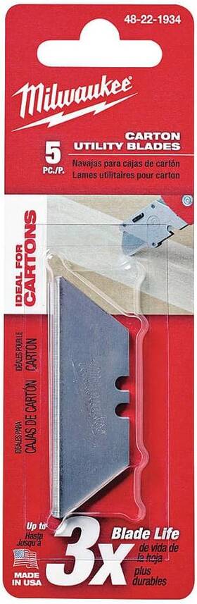 Builders World Wholesale Distribution 313053947902 Milwaukee 48-22-1934 5-piece Carton Utility Knife Blades