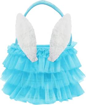Bunny Chorus 810035132924 Tutu Easter Basket Blue Ruffled Shining Tulle With Fluffy Ears