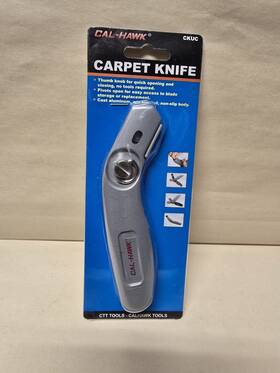 Cal-hawk 091044304971 Cast Aluminum Non-slip Carpet Knife With Storage For Blades In The Handle