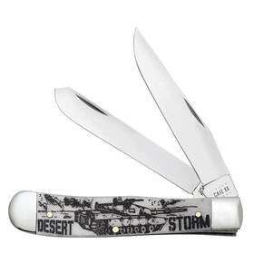 Case 50953 Xx Desert Storm Trapper Pocket Knife Natural Bone Clip Spey Blades - New