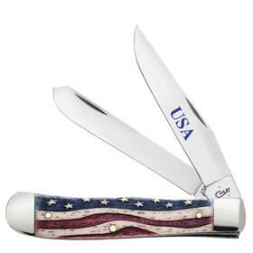 64132 Case Wr Xx Pocket Knife Patriotic Smooth Natural Bone Trapper Item #64132 -