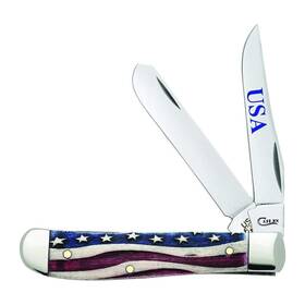 64135 Case Wr Xx Pocket Knife Patriotic Smooth Natural Bone Mini Trapper Item #6413