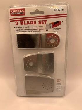 67261 Chicago Multifunction Tool Blades Set Of 3 New 1 Angled Cutter 2 Scrapers And Flat
