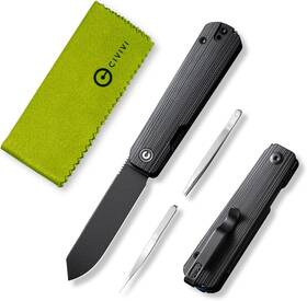 Civivi 800689631881 3 In 1 Multitool Pocket Knife With Tweezers And Toothpick Folding Black