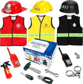 Ciustg001 Cocojeci Boys Dress Up Trunk Costumes Set 15pcs Pretend Role Play Fireman Ciustg001 Cocojeci Boys Dress Up Trunk Costumes Set 15pcs Pretend Role Play Fireman