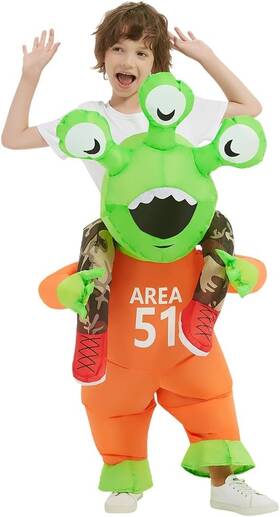 80545 Comin Halloween Inflatable Alien Costume 7-10 Yrs Fit For Height 4.2-4.9ft