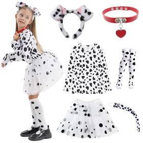 5-7yr Cospeley 797387391158 101 Dalmatian Costume For Kids Girls Shirt Small White